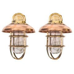 Dutch Copper and Brass Nautical Sconces